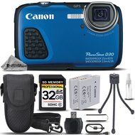 Canon PowerShot D30 Waterproof Digital Camera Blue + Backup Battery + 32GB Class 10 Memory Card + Card Reader...