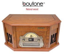 8-in-1 Boytone BT-25WB Natural Wood Classic Turntable Stereo System with Bluetooth Connection, Vinyl Record Player... N2