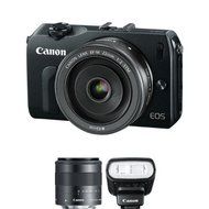 Canon EOS M 18.0 MP Compact Systems Camera with EF-M18-55mm IS, 22mm f/2 STM Lens and Speedlite 90EX Flash Black N3