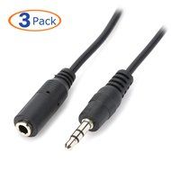 Conwork 3-Pack 3.5mm Male to Female Extension Slim Thin Auxiliary Audio Stereo Extension Cable Cord for Headphones...