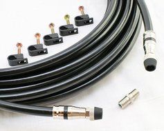 250 FT RG11 CABLE with F Connectors on each end - Black Tri-Shield Underground Coaxial DIRECT BURIAL Gel Coated... N6