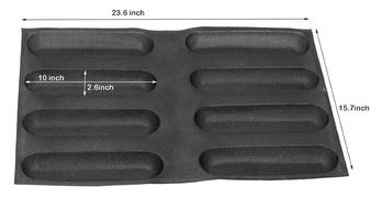 Dltsli Silicone Non Stick Perforated Baking Liners Mat Bread Mold Subway Bread Mould (Black,4 Molds) N15