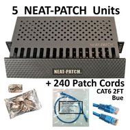 Neat Patch Cable Manager (10 Units) w/ 240 CAT6 Patch Cables (2FT Green) N30