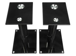 Mount-It! 2 Satellite Speaker Stands for Surround Sound Home Theaters, Glass and Aluminum, Black (MI-28) N5