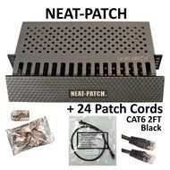 Neat Patch Cable Manager (10 Units) w/ 240 CAT6 Patch Cables (2FT Green) N33