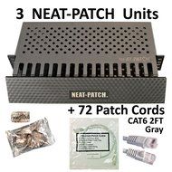 Neat Patch Cable Manager (10 Units) w/ 240 CAT6 Patch Cables (2FT Green) N38