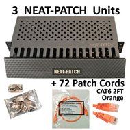 Neat Patch Cable Manager (10 Units) w/ 240 CAT6 Patch Cables (2FT Green) N40