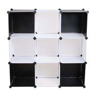 C&amp;AHOME -DIY Bookcase Media Storage Standing Shelf Storage Cabinet Cube of 9 (White Cross Door) N23