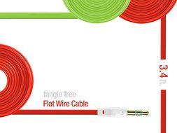 3.4 FT Audio Cable for Apple and Android Smartphones/Tablets/MP3 Players &ndash; Tangle Free Flat Wire - 3.5mm Gold... N11