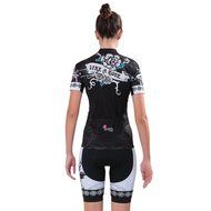 Ophelia Women Short Sleeve Cycling Jersey Pant Set+arm Sleeves(Skull,S) N102