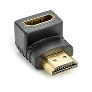 Aurum Cables Right Angle L Shape HDMI Male to HDMI Female Adapters - Black - Pack of 5 + 3 Cable Ties N32