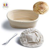 Banneton Proofing Basket 8" Oval Banneton Brotform for Bread and Dough [FREE BRUSH] Proofing Rising Rattan Bowl... N3