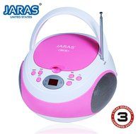 Jaras Limited Edition Portable Pink Boombox Stereo CD Player with AM/FM Stereo Radio and Aux Line-in N3