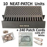 Neat Patch Cable Manager (10 Units) w/ 240 CAT6 Patch Cables (2FT Green) N46