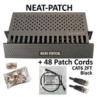Neat Patch Cable Manager (10 Units) w/ 240 CAT6 Patch Cables (2FT Green) N47