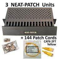 Neat Patch Cable Manager (10 Units) w/ 240 CAT6 Patch Cables (2FT Green) N50