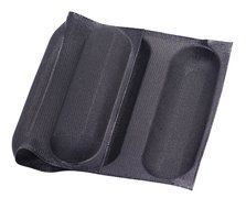 Dltsli Silicone Non Stick Perforated Baking Liners Mat Bread Mold Subway Bread Mould (Black,4 Molds) N19