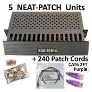 Neat Patch Cable Manager (10 Units) w/ 240 CAT6 Patch Cables (2FT Green) N52