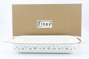 Finex Kitchen Premium Porcelain Enameled Steel Collection (Floral Design Series) Rectangular Loaf Pan - Retro... N6