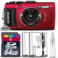 Olympus Stylus TOUGH TG-4 Digital Camera (Red) + 64GB Class 10 Memory Card+ Replacement Battery for Olympus LI... N2