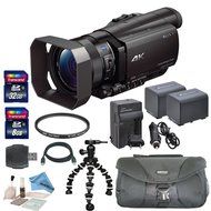 Professional Bundle - Sony FDR AX100 Ultra HD 4K Camcorder: Includes 2 Spare Batteries, Rapid Charger, UV Filter... N4