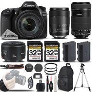 Canon EOS 80D Wi-Fi Full HD 1080P Digital SLR Camera + Canon 18-135mm IS USM Lens + Canon 55-250mm IS STM Lens...