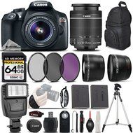 Canon EOS Rebel T6 DSLR Camera + Canon EF-S 18-55mm f/3.5-5.6 IS II Lens + 0.43X Wide Angle Lens + 2.2x Telephoto... N2