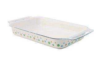Finex Kitchen Premium Porcelain Enameled Steel Collection (Floral Design Series) Rectangular Loaf Pan - Retro... N7