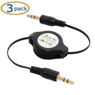 WOVTE 2.5 Feet Auxiliary Retractable 3.5mm Male to Male Stereo Audio AUX Extension Cable Cord with Gold-Plated... N4
