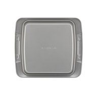 Cake Boss Deluxe Nonstick Bakeware 9-Inch by 5-Inch Loaf Pan, Gray with Red Silicone Grips N4