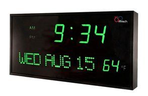 DBTech JID0316GRN Big Oversized Digital Red LED Calendar Clock with Day Date and Temperature (Green) N3