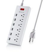 HITRENDS Power Strip Surge Protector 6 Outlets with 6 USB Charging Ports Multiplug 1625W/13A for iPhone 7 6 6s... N3