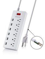 HITRENDS Power Strip Surge Protector 6 Outlets with 6 USB Charging Ports Multiplug 1625W/13A for iPhone 7 6 6s... N4