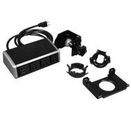 Wiremold WSR320-S Desktop Power Center With 3 Power Outlets And 2 USB Outlets For Charging, Black/Silver