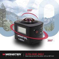 Monster Vision 360 Camera 1080p 60 fps Action Camera, 16GB MicroSD included, Ultra Wide Angle, WiFi Enabled [CAMVI... N31