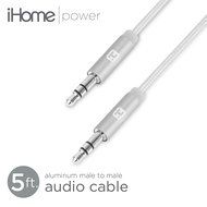 iHome - 5' Aluminum Braided Audio Aux Cable &ndash; 3.5mm 1/8&rdquo; Male to Male for Home &amp; Car &ndash; iPhone, Android, Computer... N5