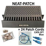 Neat Patch Cable Manager (10 Units) w/ 240 CAT6 Patch Cables (2FT Green) N65