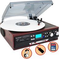 Boytone BT-17DJM-C 3-Speed Stereo Turntable, 2 Built in Speakers Digital LCD Display AM/FM, USB/SD/AUX+ Cassette... N6