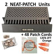 Neat Patch Cable Manager (10 Units) w/ 240 CAT6 Patch Cables (2FT Green) N71