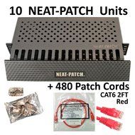 Neat Patch Cable Manager (10 Units) w/ 240 CAT6 Patch Cables (2FT Green) N78