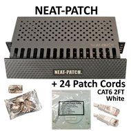 Neat Patch Cable Manager (10 Units) w/ 240 CAT6 Patch Cables (2FT Green) N81