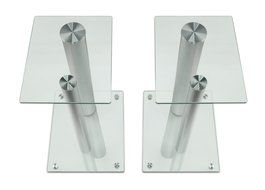 Mount-It! 2 Satellite Speaker Stands for Surround Sound Home Theaters, Glass and Aluminum, Black (MI-28) N16