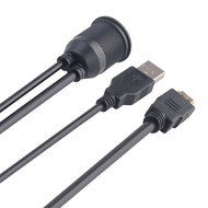 BATIGE USB &amp; HDMI to HDMI + USB AUX Extension Dash Panel Waterproof Car Flush Mount Cable For Car Boat and Motorcycle... N3