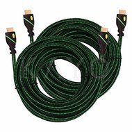KAYO Hi-Speed HDMI1.4 Cable 30 FT -PACK of 2 / GREEN, BLACK Sleeve/ Supports Ethernet,3D,4K &amp; Audio Return N3
