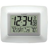 New LA CROSSE TECHNOLOGY WS-8119U-IT-W Atomic Digital Clock with Indoor/Outdoor Temperature (White)