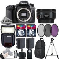 Canon EOS 80D DSLR Camera + 50mm 1.8 STM Lens + Canon Speedlite 430EX III-RT + 64GB Storage + Backup Battery +...