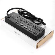 ISELECTOR Surge Protector 4320J 5-Outlet Individual Switch Power Strip with 3.4A 2-Port USB Charging Station N11