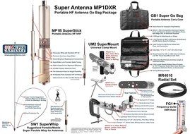 Super Antenna MP1DXR HF Portable SuperWhip All Band MP1 Antenna with Clamp Mount and Go Bag ham radio amateur N4