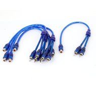 5 Pcs RCA Female to 2 RCA Male Adapter Cable Wire Connector 12" Long
