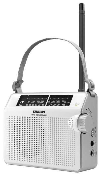 Sangean Compact Portable AM/FM Radio with Built-in Speaker, Earphone Jack, LED Tuning Indicator & Carry Strap N2